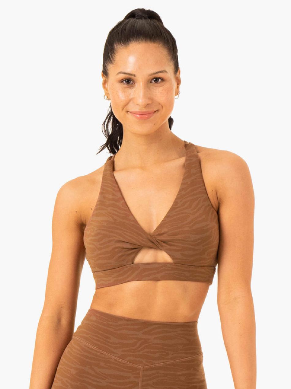 Chocolate Women's Ryderwear Transform Twist Sports Bras | DF5370892