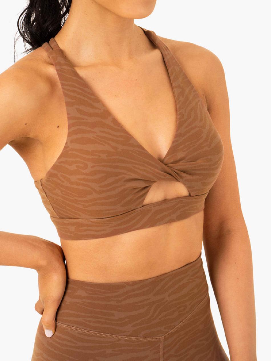 Chocolate Women's Ryderwear Transform Twist Sports Bras | DF5370892