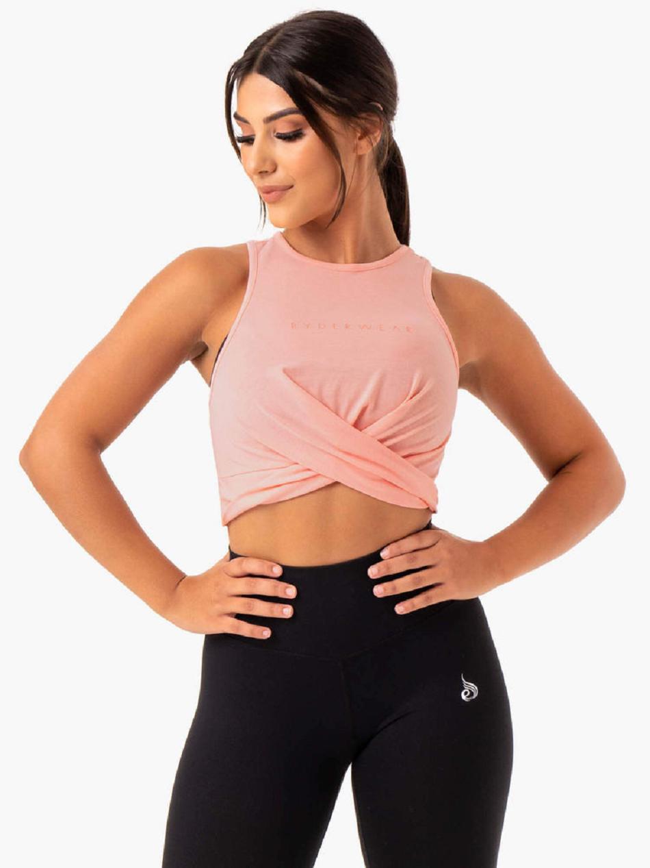 Coral Women\'s Ryderwear Adapt Twist Cropped Tank Top | 59RT17325