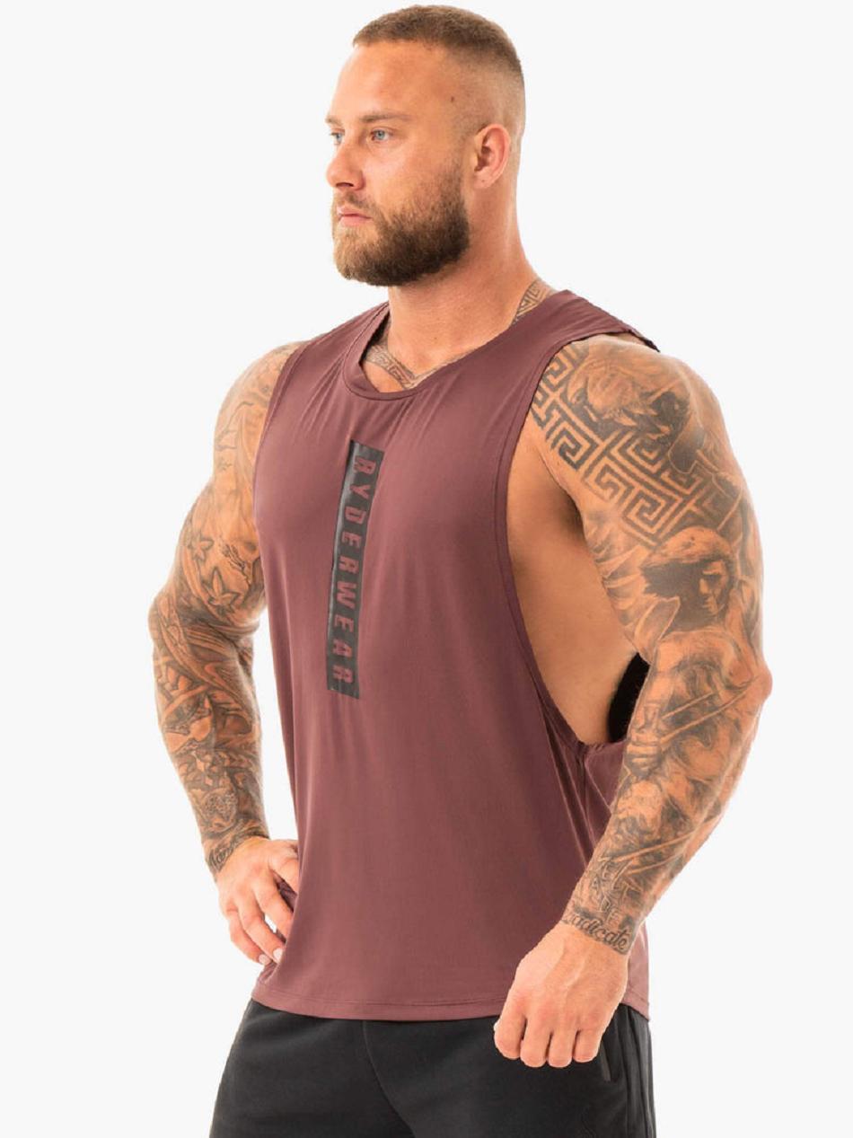 Dark Red Men's Ryderwear Combat Baller Tank Top | 157G75162