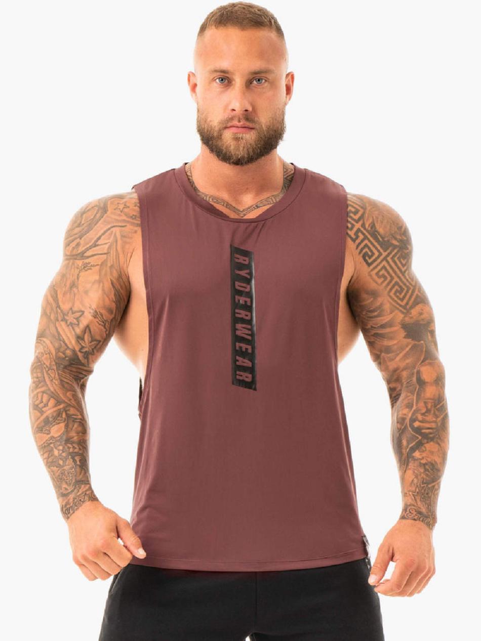 Dark Red Men\'s Ryderwear Combat Baller Tank Top | 157G75162