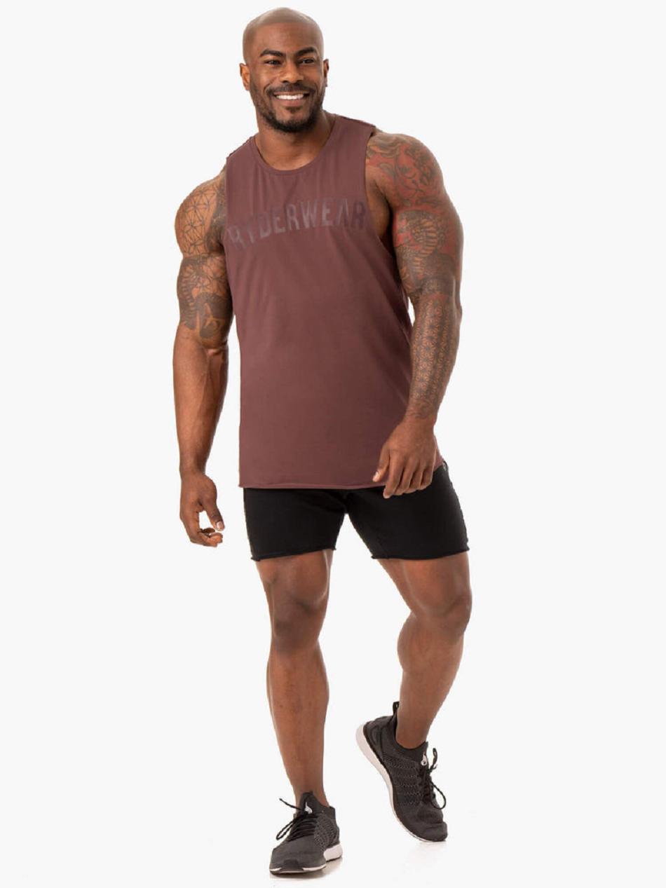 Dark Red Men's Ryderwear Force Baller Tanks | 174F35840