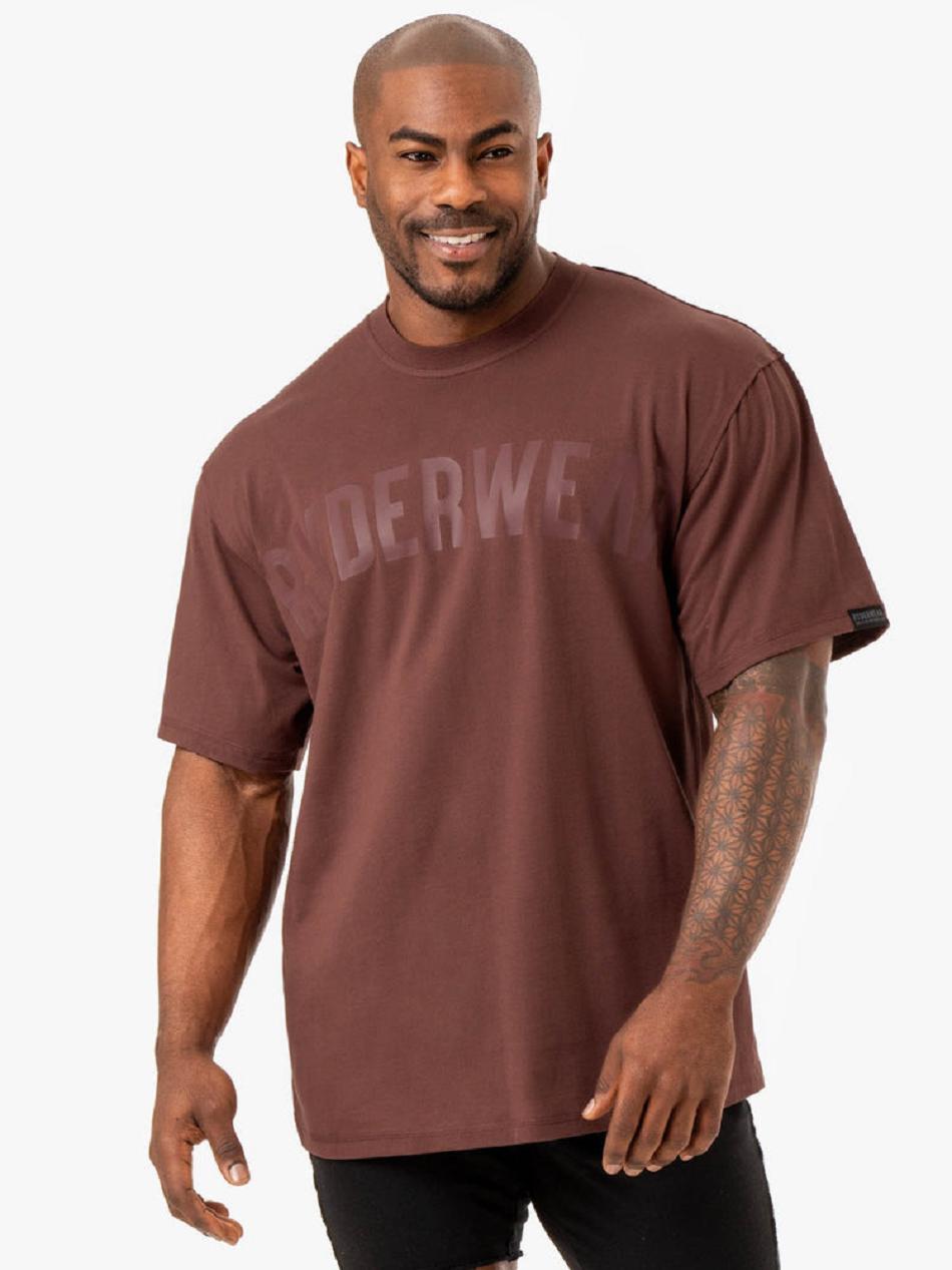 Dark Red Men\'s Ryderwear Force Oversized T-Shirt Top | 649Y30460