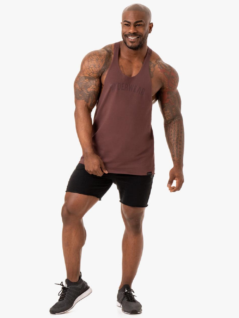 Dark Red Men's Ryderwear Force Stringer T-Back Top | 88YH55682