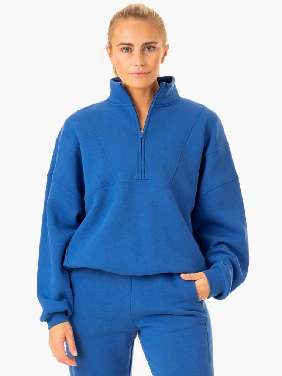 Deep Blue Women's Ryderwear Sideline Half Zip Jumper Trackset | 74FE61340