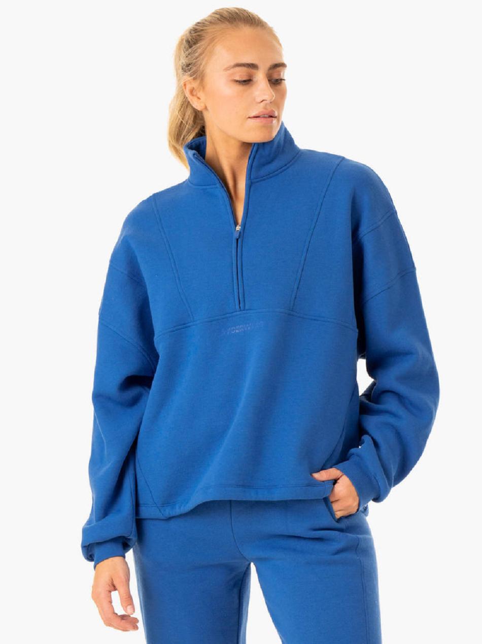 Deep Blue Women\'s Ryderwear Sideline Half Zip Jumper Active Lounge | GB7574779