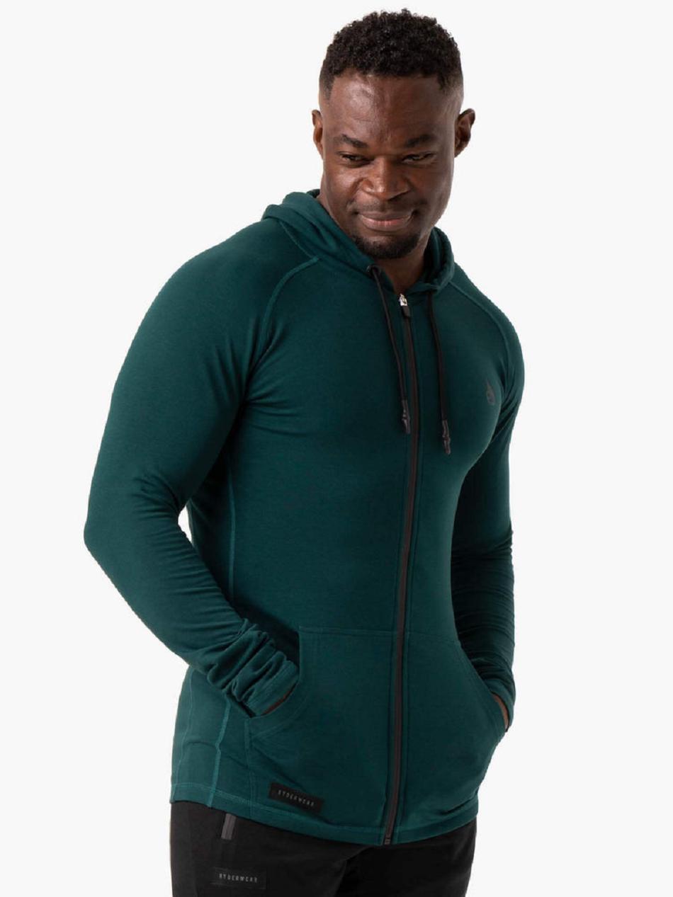 Green Men's Ryderwear Endurance Zip Up Hoodie | 6Y9316511