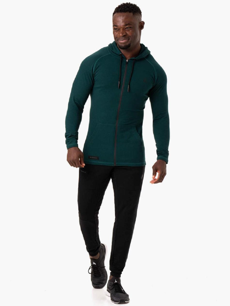 Green Men's Ryderwear Endurance Zip Up Hoodie | 6Y9316511