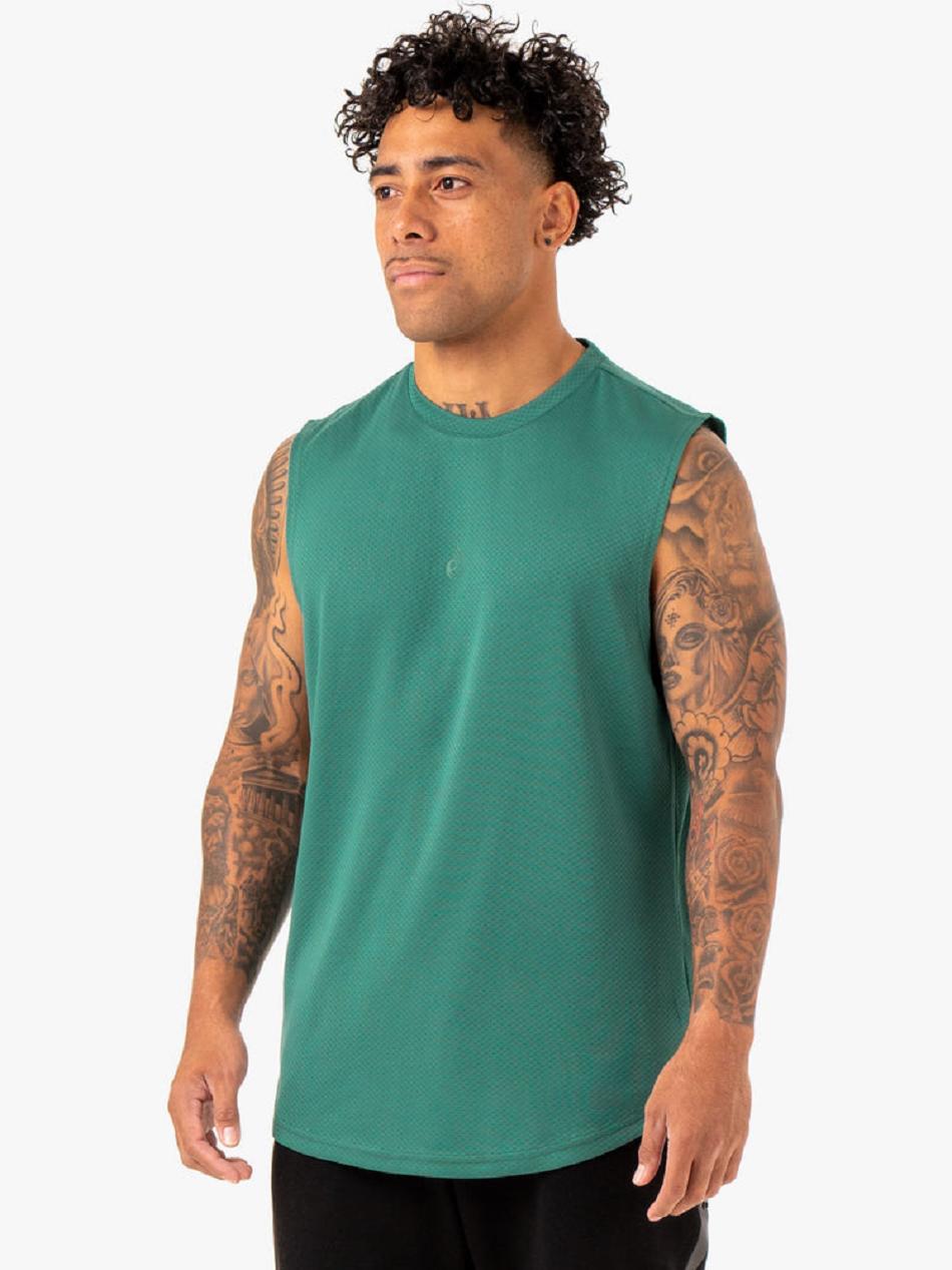 Green Men's Ryderwear Enhance Muscle Tank Top | 86FE74136