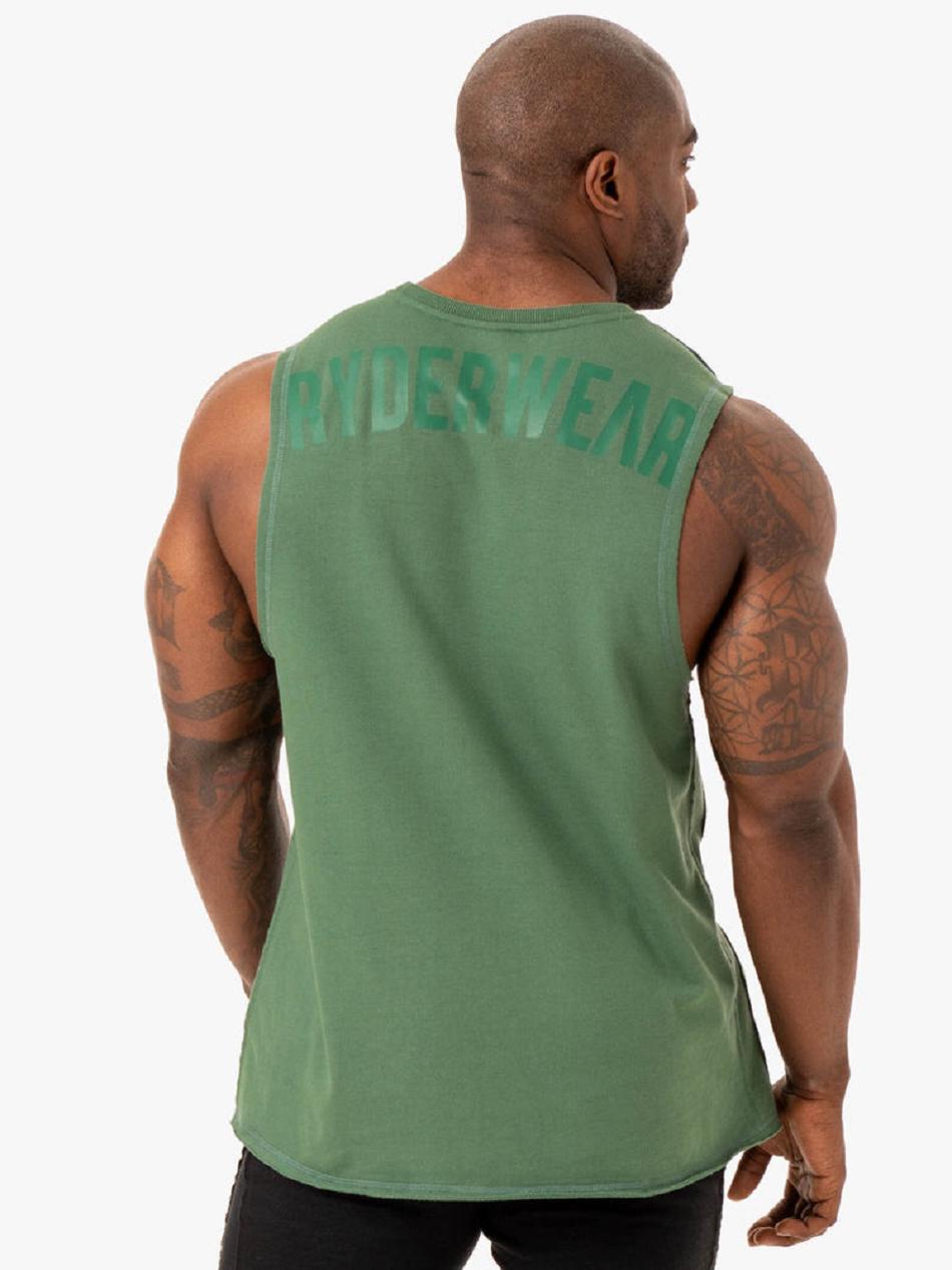 Green Men's Ryderwear Force Fleece Tank Top | A2X40503