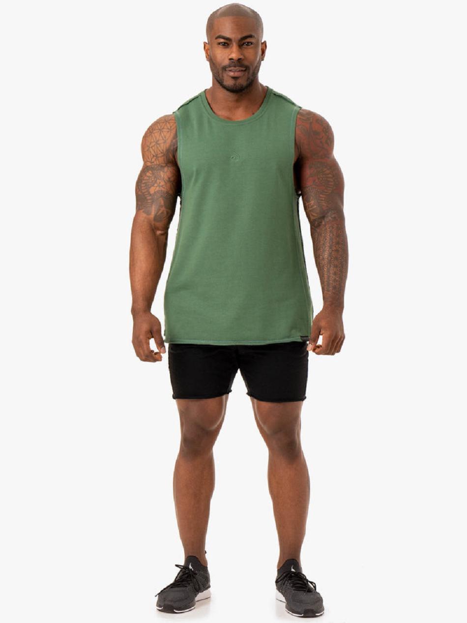 Green Men's Ryderwear Force Fleece Tank Top | A2X40503