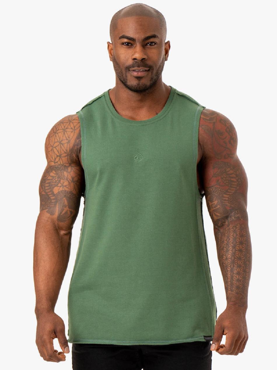 Green Men\'s Ryderwear Force Fleece Tanks | REH31741