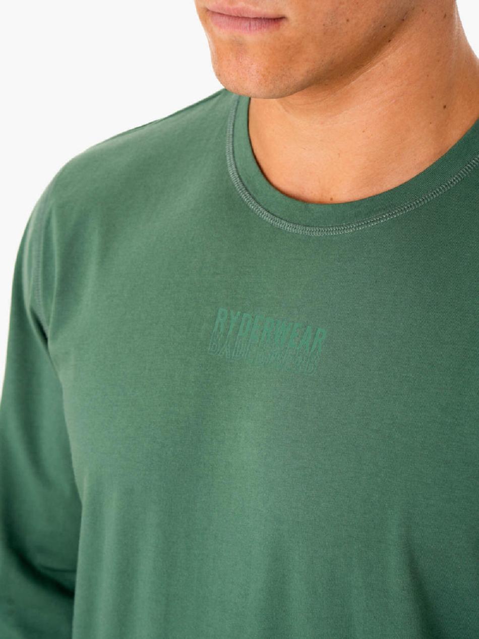 Green Men's Ryderwear Limitless Long Sleeve T-Shirt Active Lounge | MT9377957