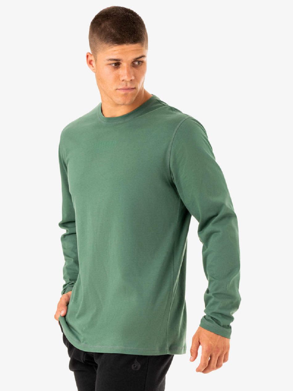 Green Men's Ryderwear Limitless Long Sleeve T-Shirt Active Lounge | MT9377957