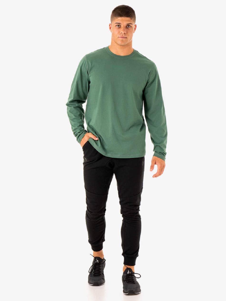 Green Men's Ryderwear Limitless Long Sleeve T-Shirt Active Lounge | MT9377957