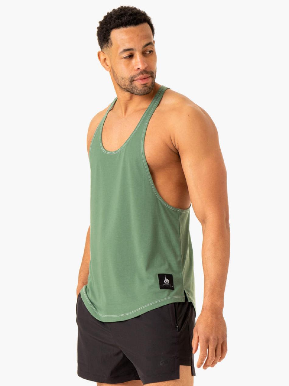 Green Men's Ryderwear Vital Stringer T-Back Tanks | 6Y8435920