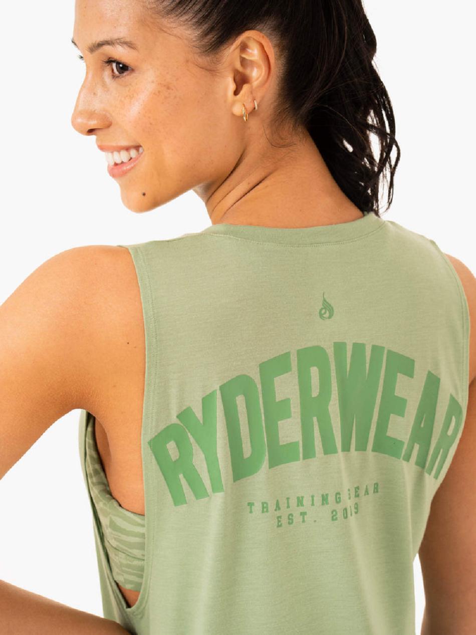 Green Women's Ryderwear Emerge Training Tanks | 160F38328