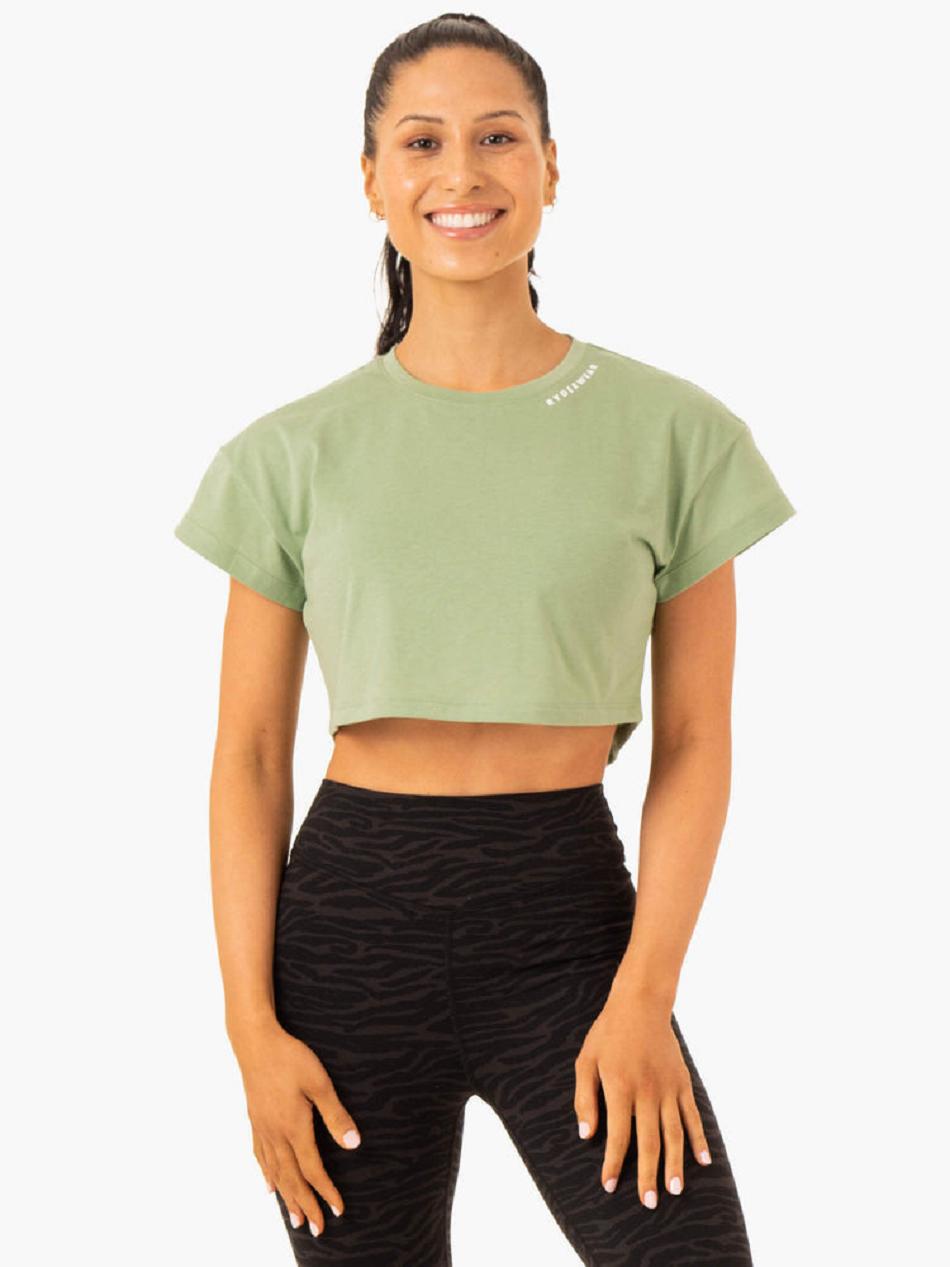 Green Women's Ryderwear Energy Cap Sleeve T-Shirt Top | DF6583167