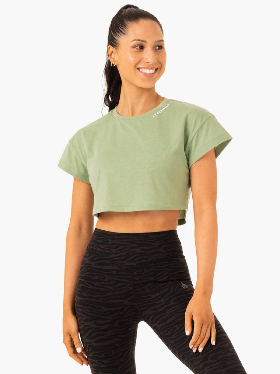 Green Women\'s Ryderwear Energy Cap Sleeve T-Shirt Top | DF6583167