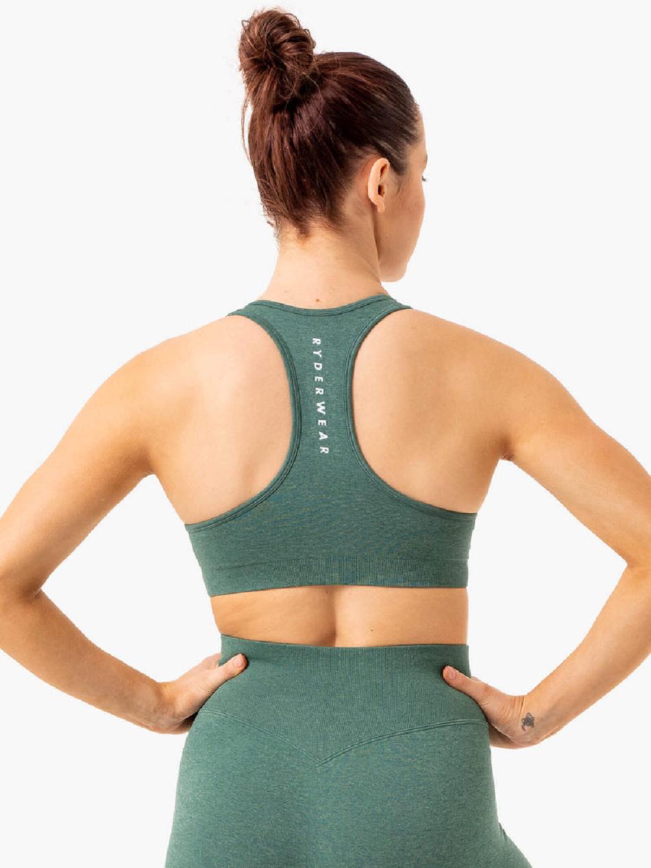 Green Women's Ryderwear Essential Seamless Cross Over Sports Bras | SF5278204