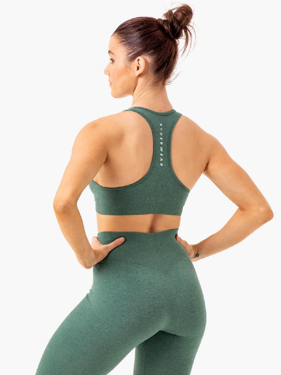 Green Women's Ryderwear Essential Seamless Cross Over Sports Bras | SF5278204