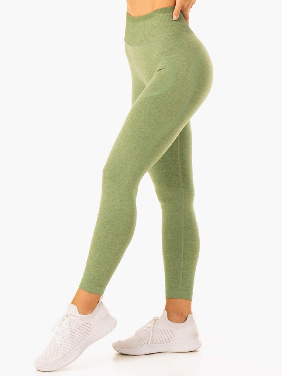 Green Women's Ryderwear Excel High Waisted Leggings Seamless | 67U4381859