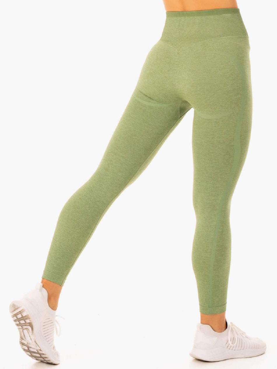 Green Women's Ryderwear Excel High Waisted Leggings Seamless | 67U4381859