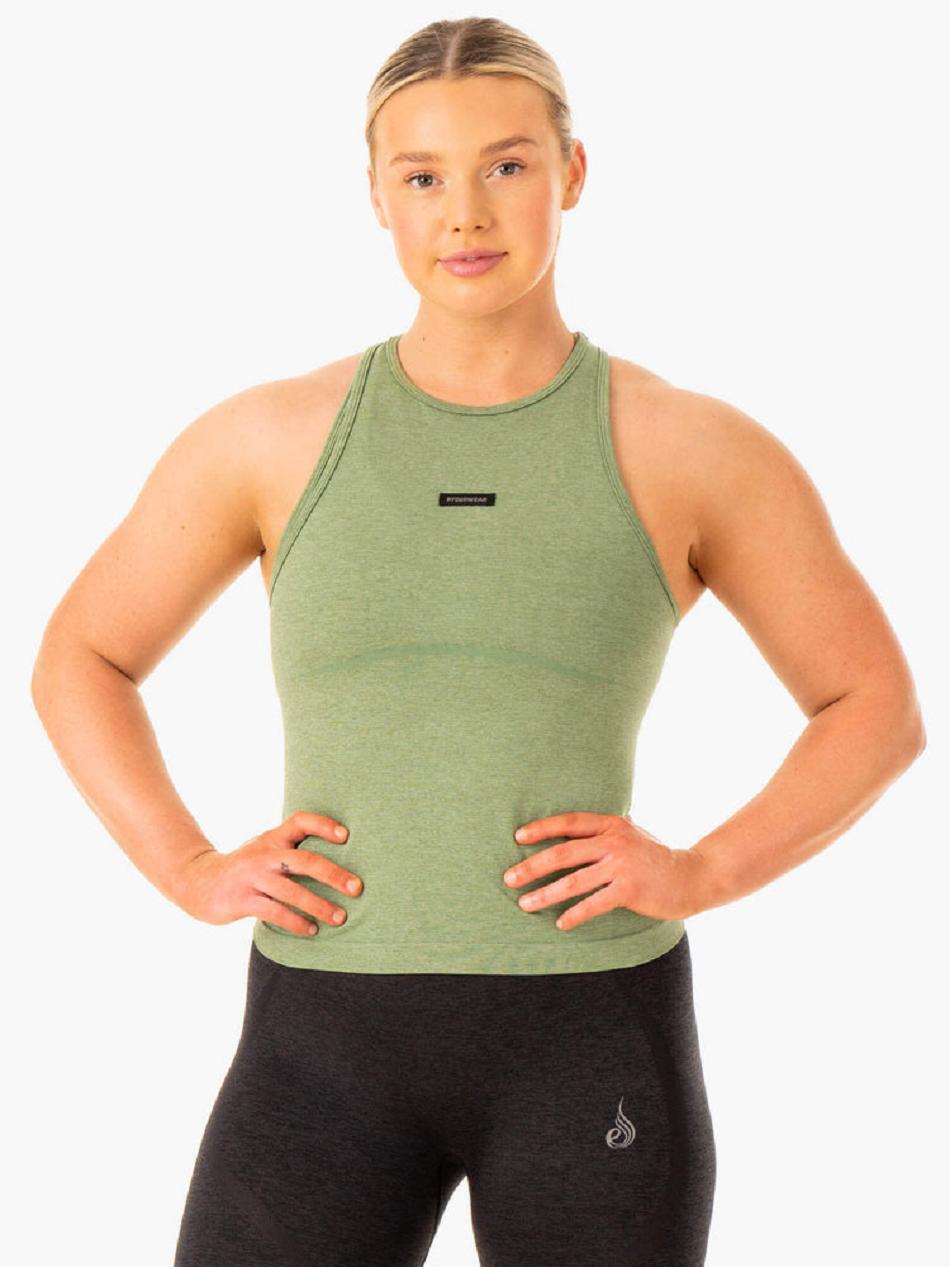 Green Women's Ryderwear Excel Mid Length Tank Seamless | FG25222