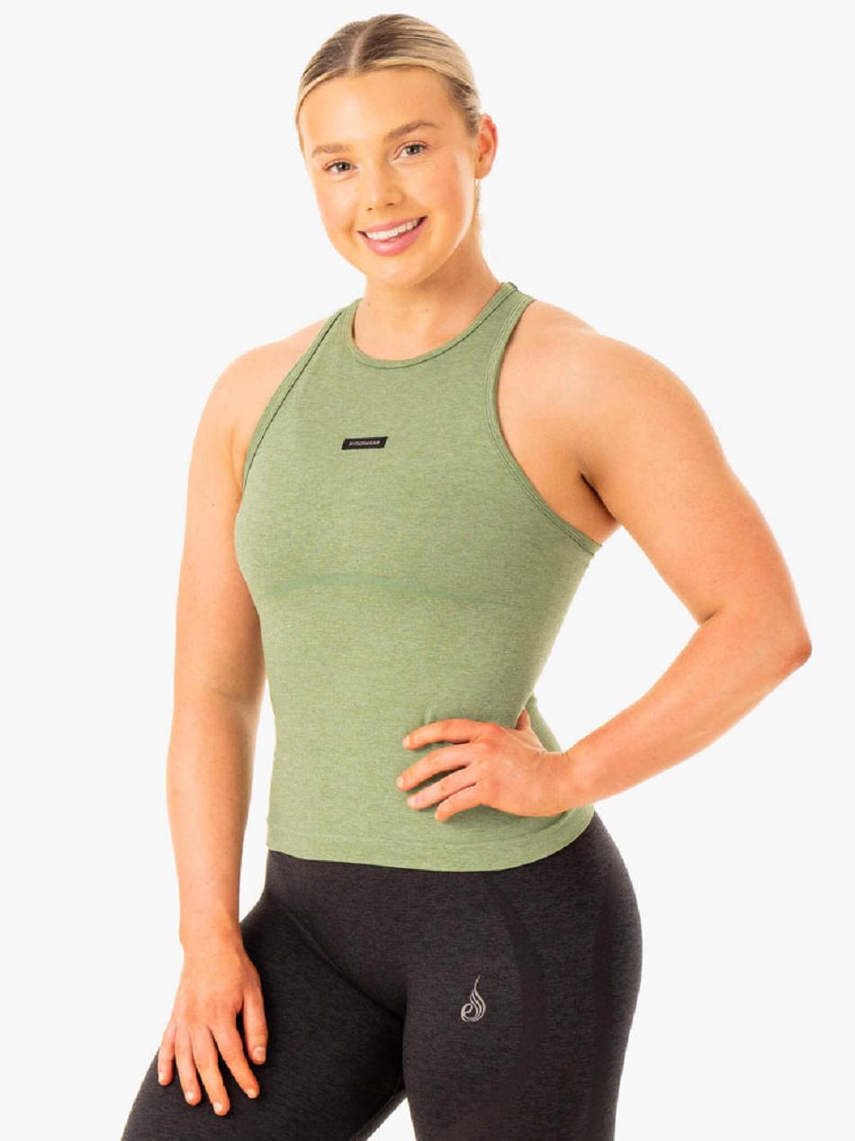 Green Women\'s Ryderwear Excel Mid Length Tank Seamless | FG25222