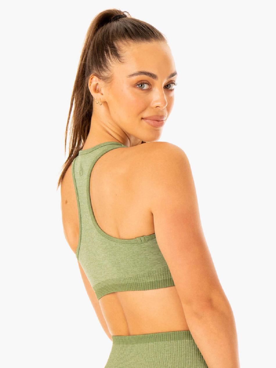 Green Women's Ryderwear Excel Seamless Sports Bras | 103T28814