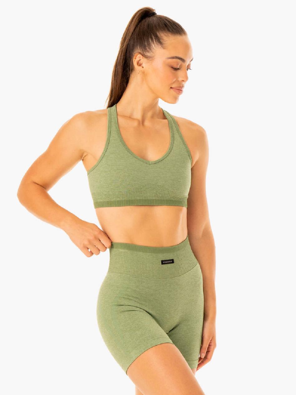 Green Women's Ryderwear Excel Seamless Sports Bras | 103T28814