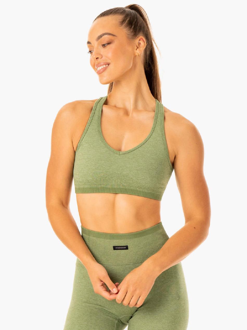 Green Women\'s Ryderwear Excel Seamless Sports Bras | 103T28814