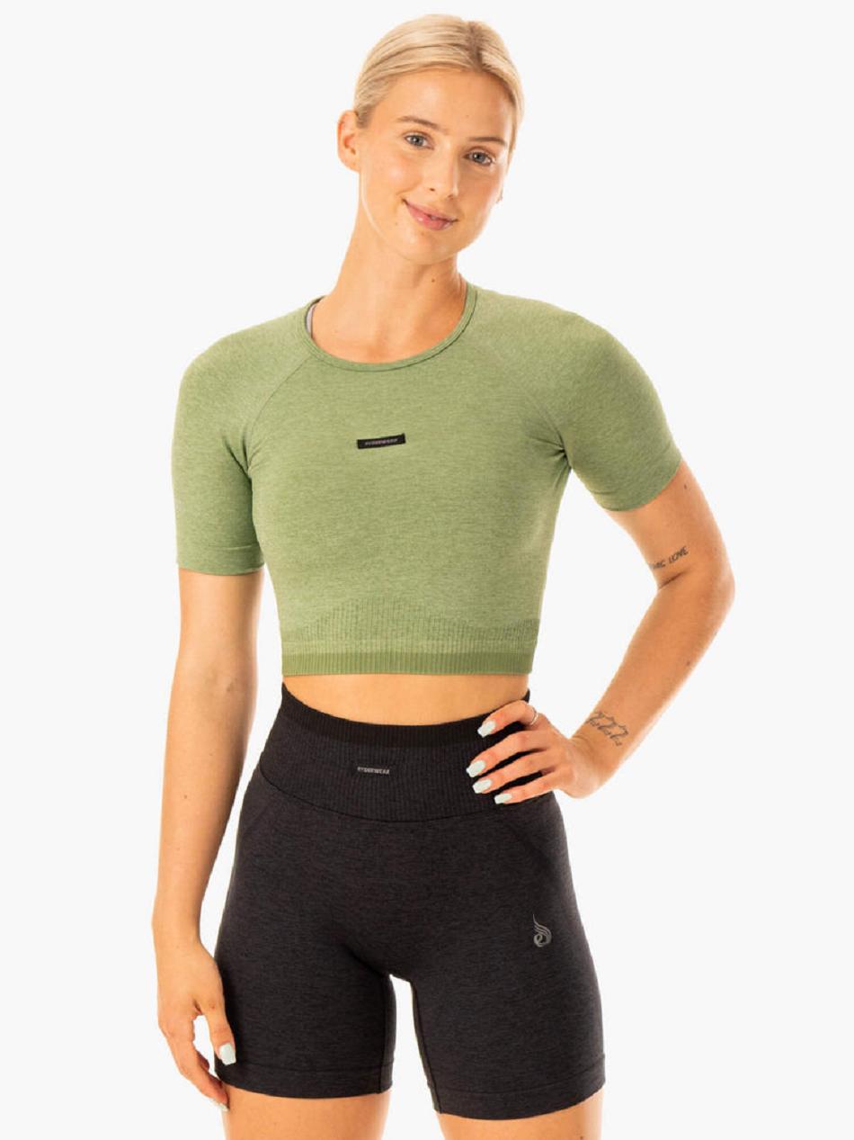 Green Women's Ryderwear Excel Seamless T-Shirt Top | 64ES10009