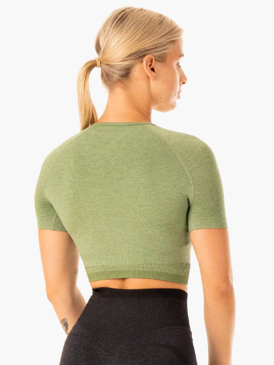 Green Women's Ryderwear Excel Seamless T-Shirt Top | 64ES10009