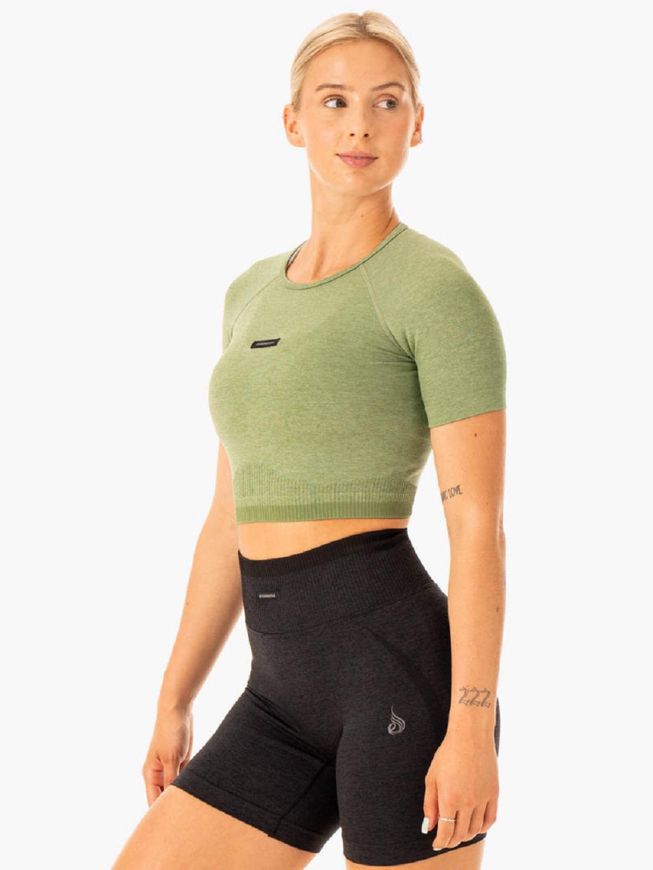 Green Women's Ryderwear Excel Seamless T-Shirt Top | 64ES10009