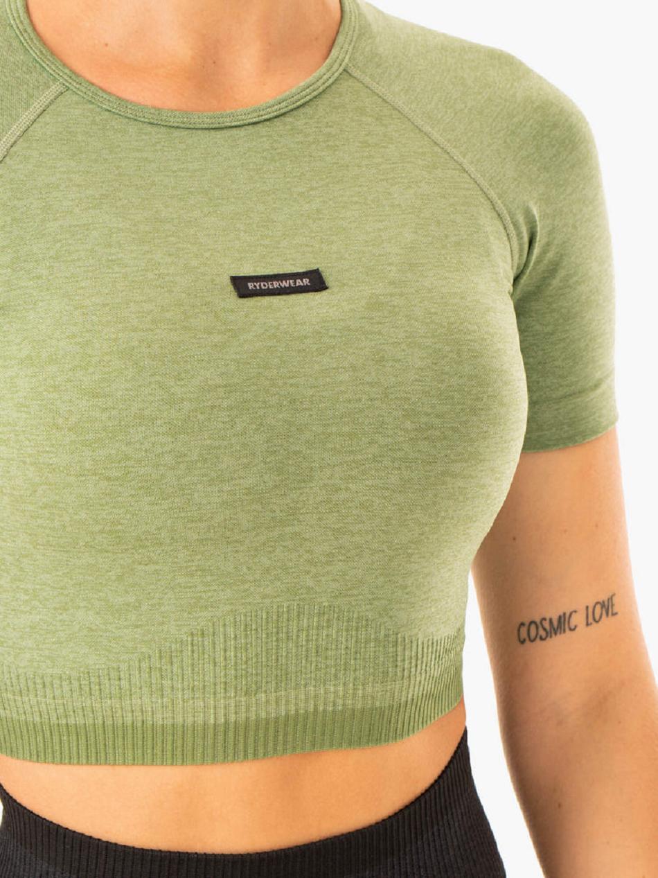 Green Women's Ryderwear Excel Seamless T-Shirt Top | 64ES10009