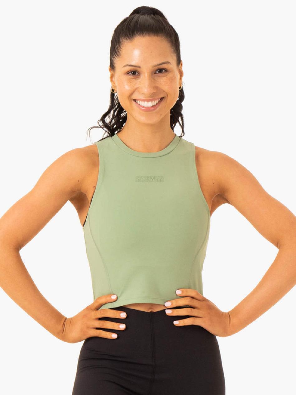 Green Women\'s Ryderwear Highlight Compression Tanks | 66RW51192