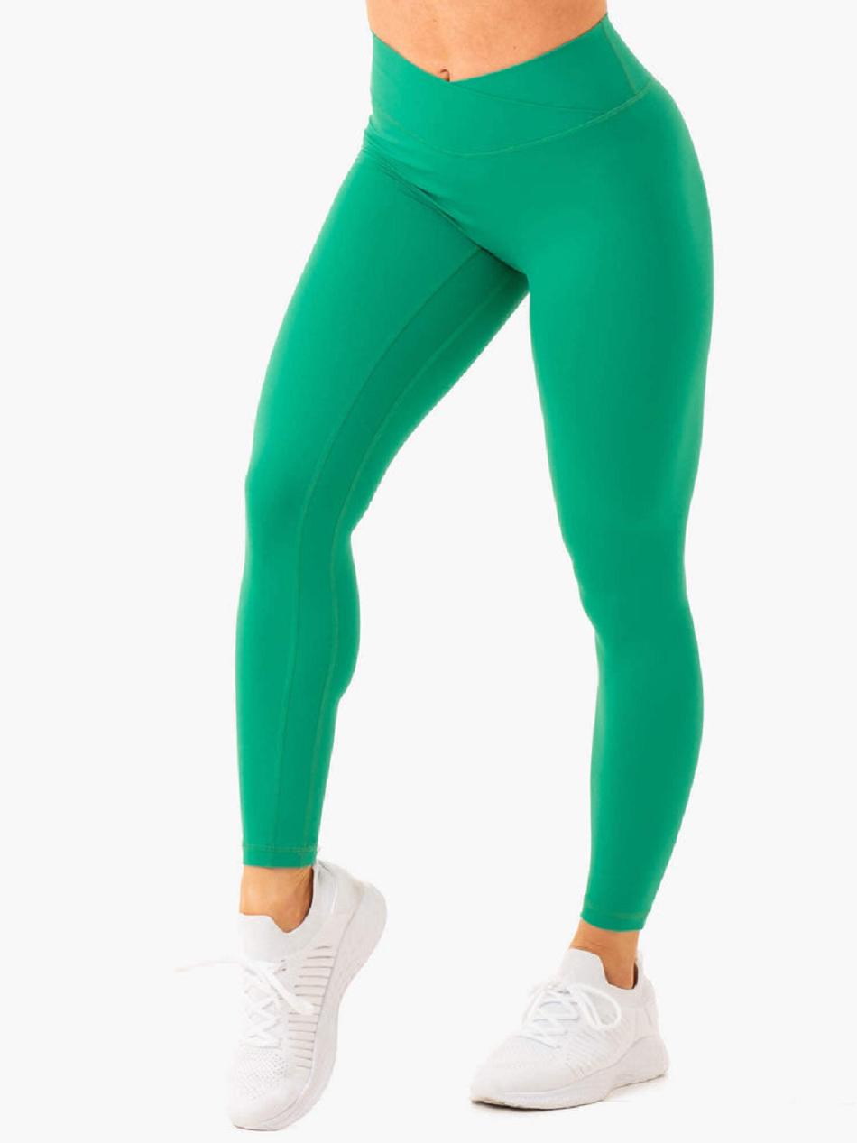 Green Women's Ryderwear NKD Cross Over Leggings | XG4131155