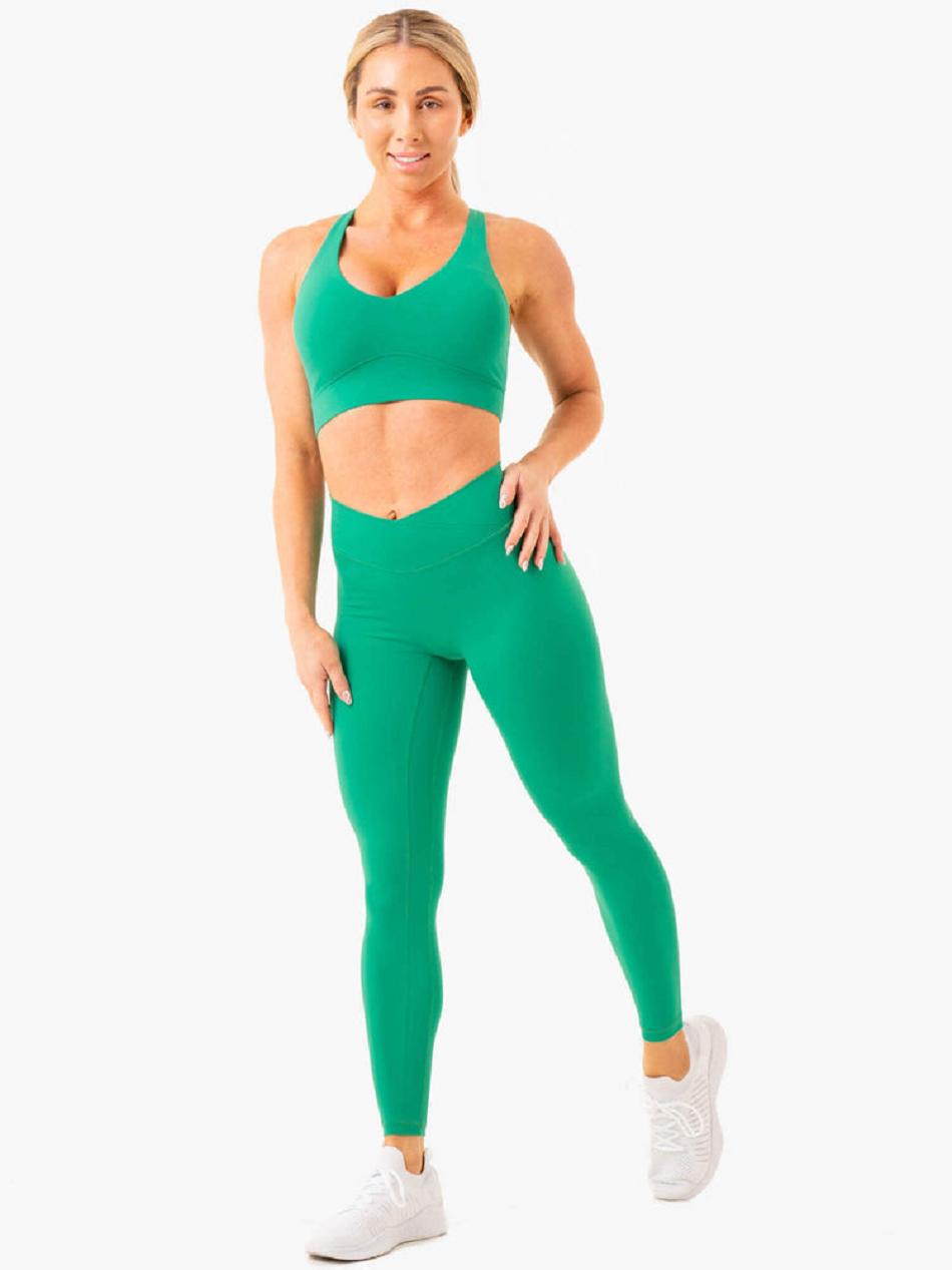 Green Women's Ryderwear NKD Cross Over Leggings | XG4131155