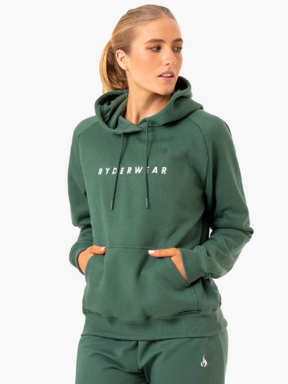 Green Women's Ryderwear Off Duty Fleece Hoodie | 124Y97112