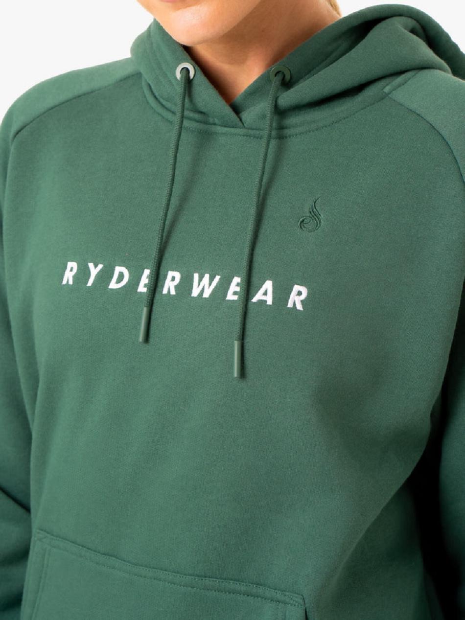 Green Women's Ryderwear Off Duty Fleece Hoodie | 124Y97112