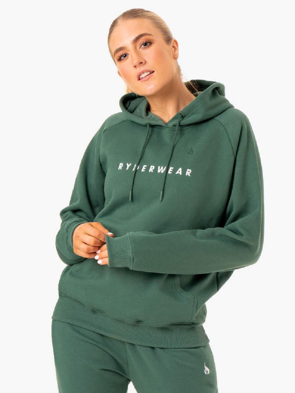 Green Women\'s Ryderwear Off Duty Fleece Hoodie | 124Y97112