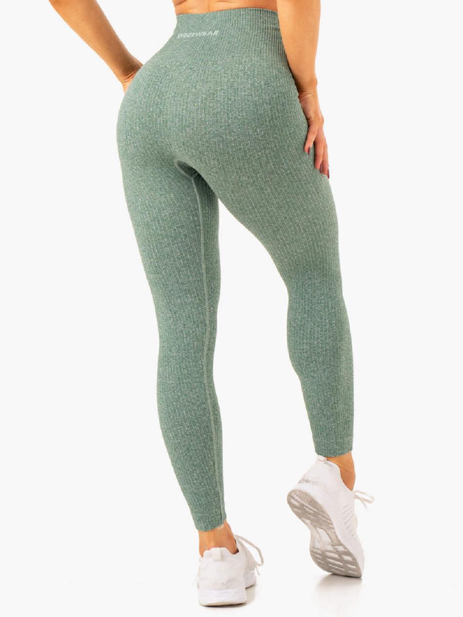 Green Women's Ryderwear Rib Leggings Seamless | REH60263