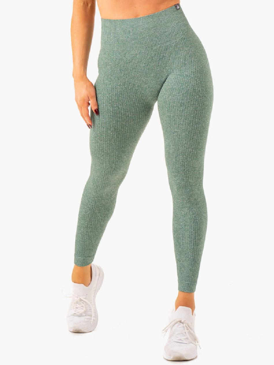 Green Women's Ryderwear Rib Leggings Seamless | REH60263