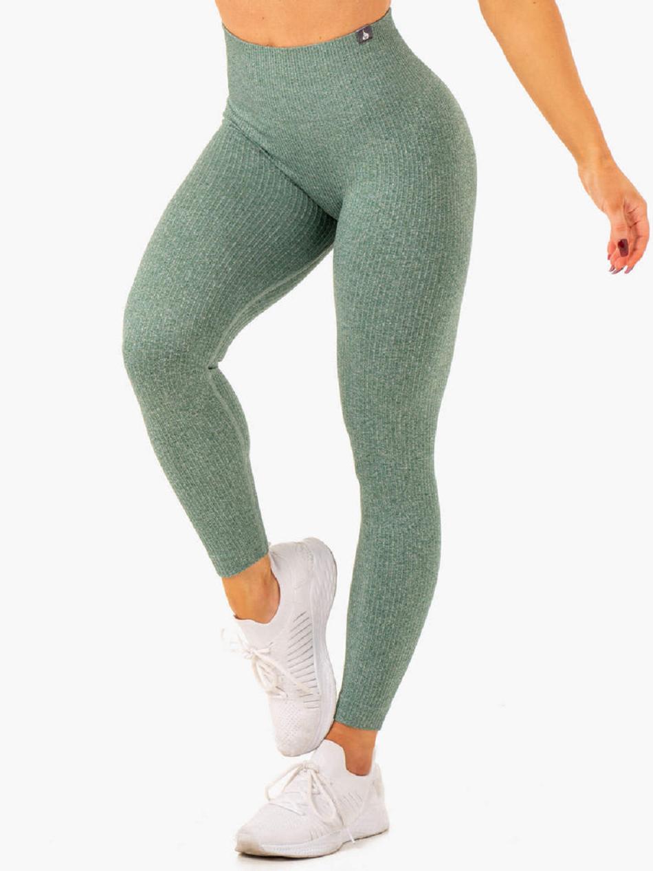 Green Women\'s Ryderwear Rib Leggings Seamless | REH60263