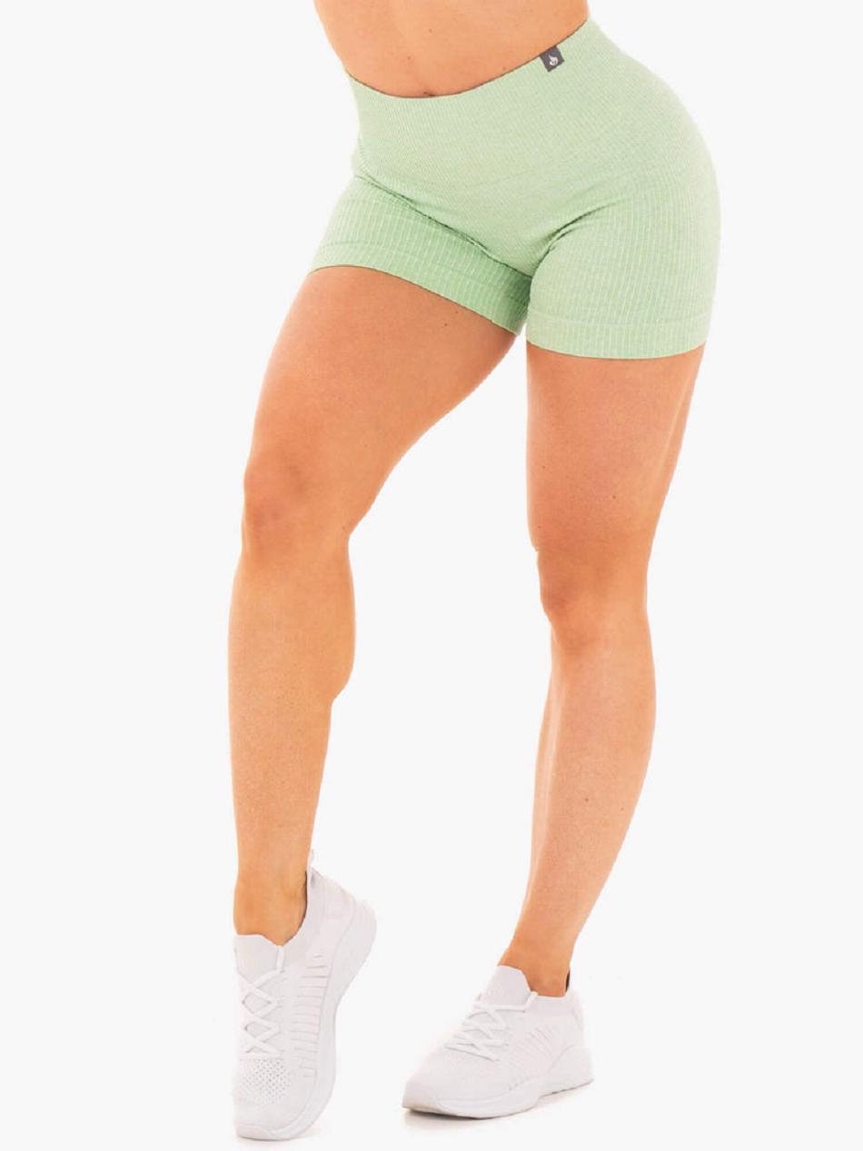 Green Women\'s Ryderwear Rib Seamless Shorts | 48RT40604