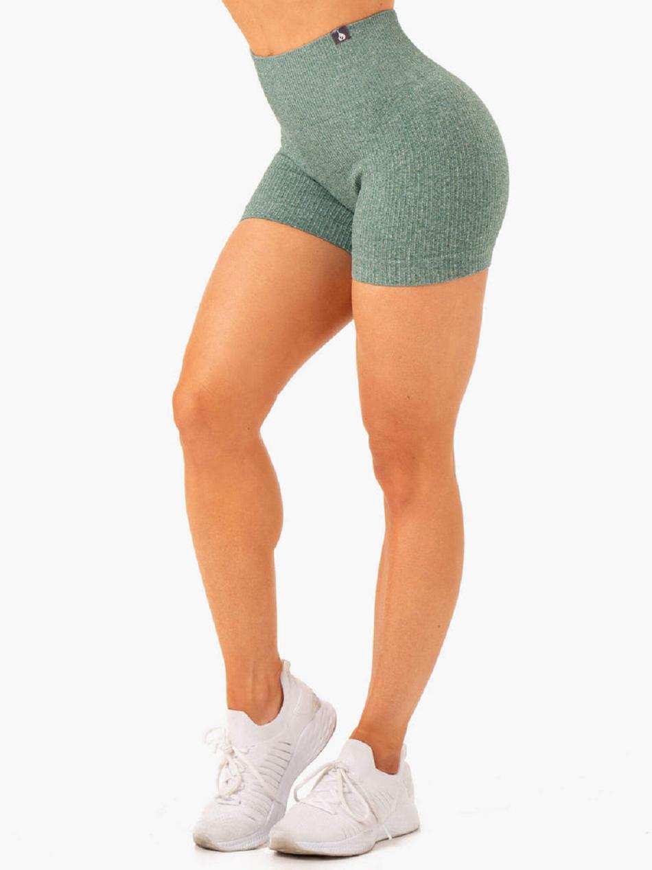 Green Women's Ryderwear Rib Seamless Shorts | 55HF11440