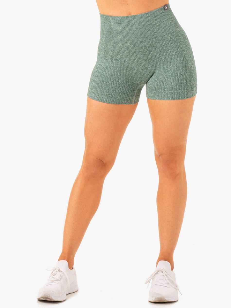 Green Women\'s Ryderwear Rib Seamless Shorts | 55HF11440