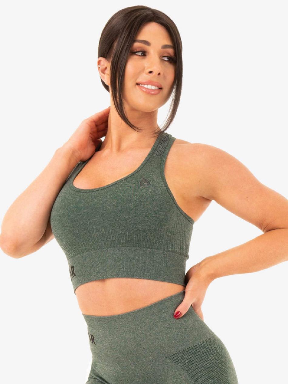 Green Women's Ryderwear Seamless Staples Sports Bras | 129G70190