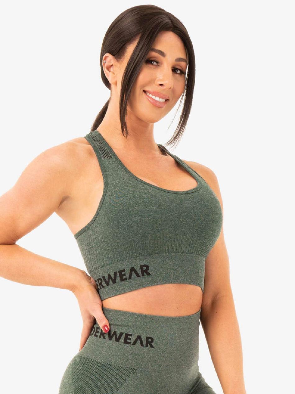 Green Women's Ryderwear Seamless Staples Sports Bras | 129G70190